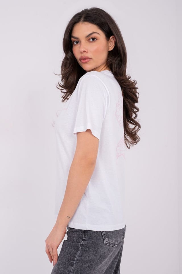 Love Lace Love Lace Women's Cotton Casual T-Shirt with Back Print in White - 3