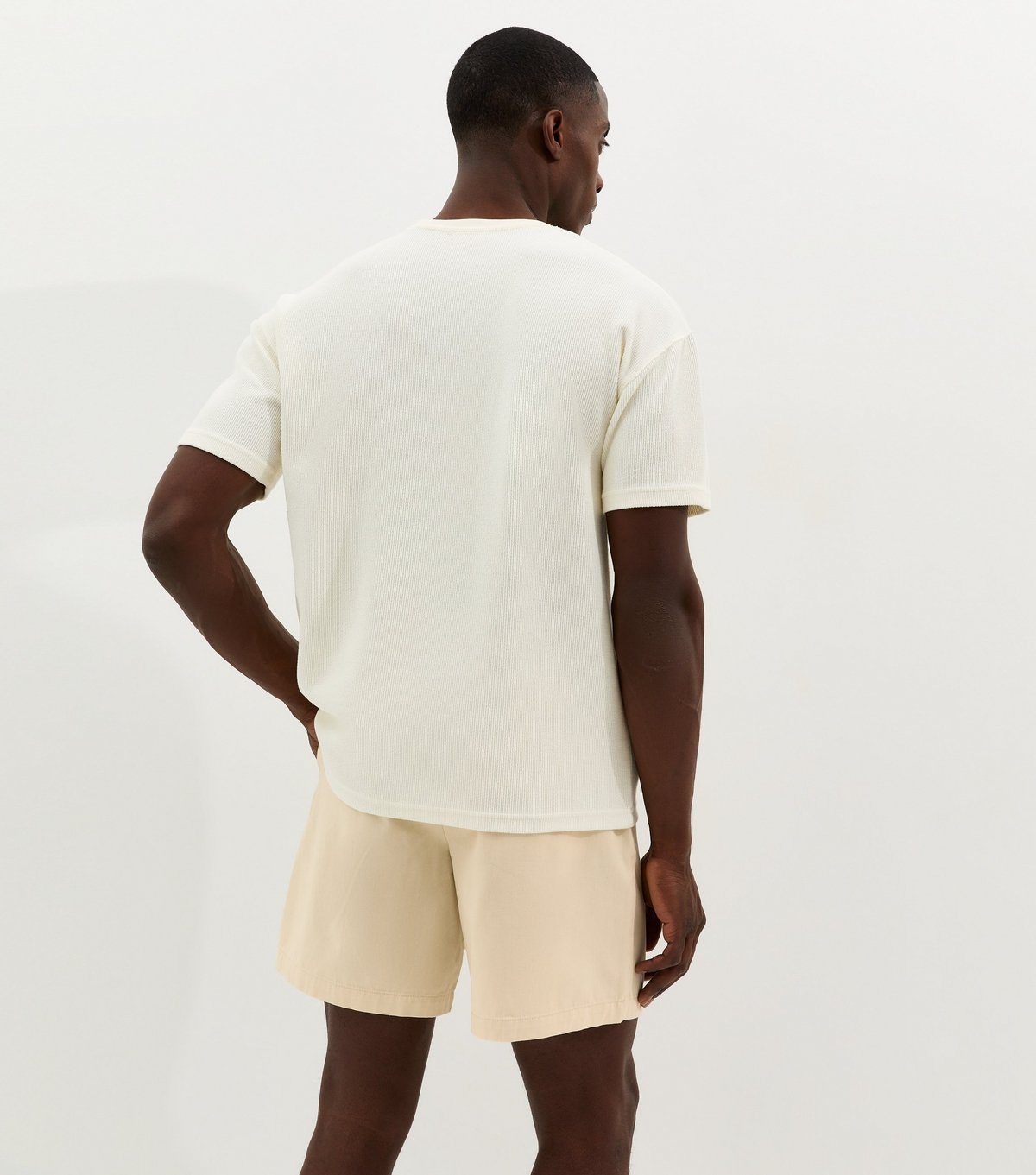 New Look Men's Off White Regular Cotton Pin Tuck Shorts New Look - 4