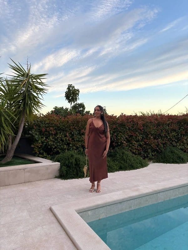 Bershka Brown Satin Maxi Dress