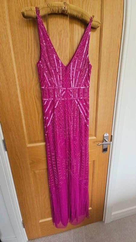 Monsoon Monsoon Limited Edition 'Eva' Embellished Art Deco Pink Fuschia Maxi Dress