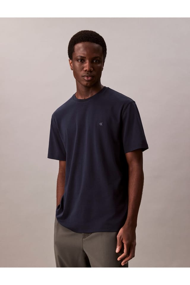 Calvin Klein Calvin Klein Men's Ss Supima Chest Emb Crewneck Tee Blue - 2