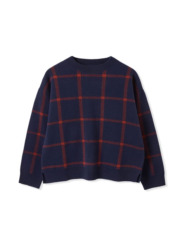 Celtic & Co Celtic & Co Women's Check Jumper in Dark Navy - 2
