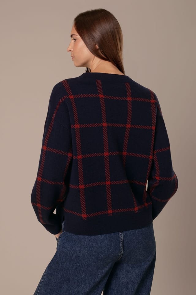 Celtic & Co Celtic & Co Women's Check Jumper in Dark Navy - 3