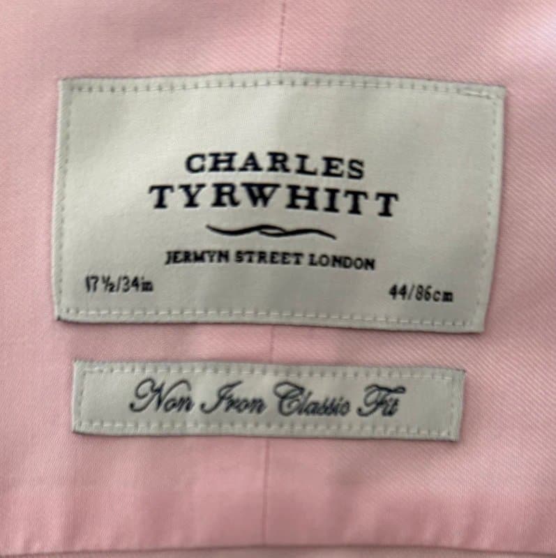 Charles Tyrwhitt Pink Double cuff formal shirt size 17.5” 34”