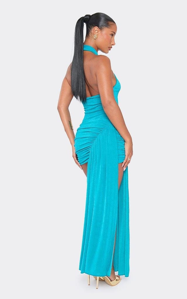 EGO Low Rise Draped Mini Skirt In Turquoise, Women's Size UK 8 - 2