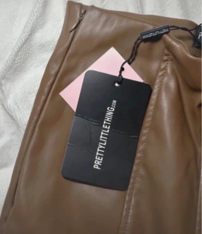 PrettyLittleThing Pretty Little Thing PLT Brown Leather Leggings Pants
