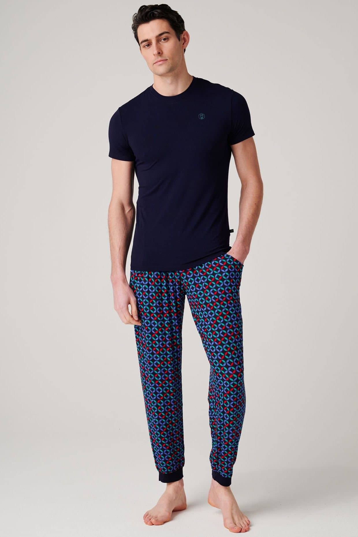 British Boxers British Boxers Men's "Minimalist Geometric" Bamboo Pyjama Set in Dark Navy