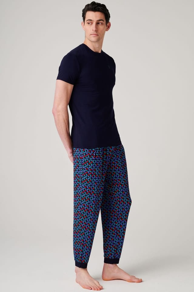British Boxers British Boxers Men's "Minimalist Geometric" Bamboo Pyjama Set in Dark Navy - 2