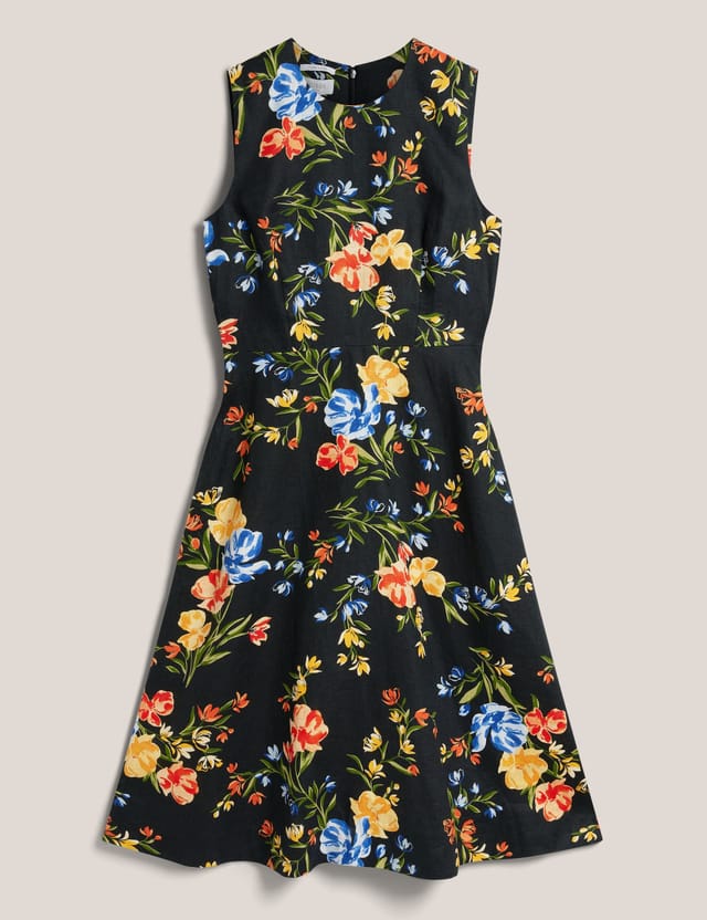 Hobbs London Hobbs London Women's Twitchill Sleeveless Printed Midi Dress in Dark Navy - 2