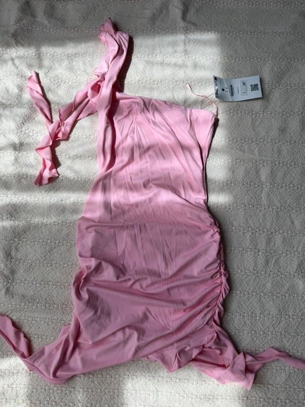 Bershka Bershka Pink Ruched Mini Dress – Size Small
