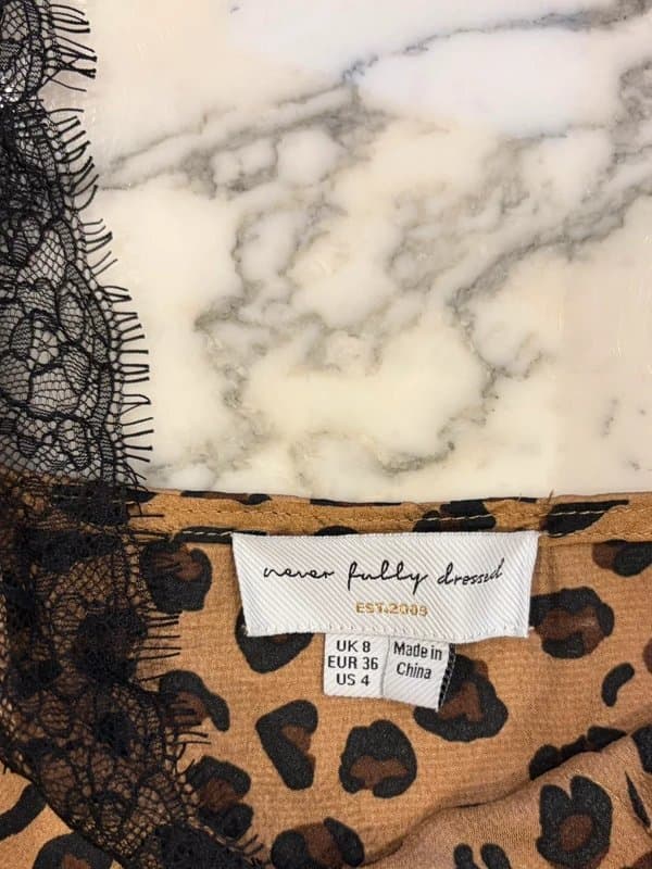 Never Fully Dressed Never Fully Dressed leopard print lace cami dress