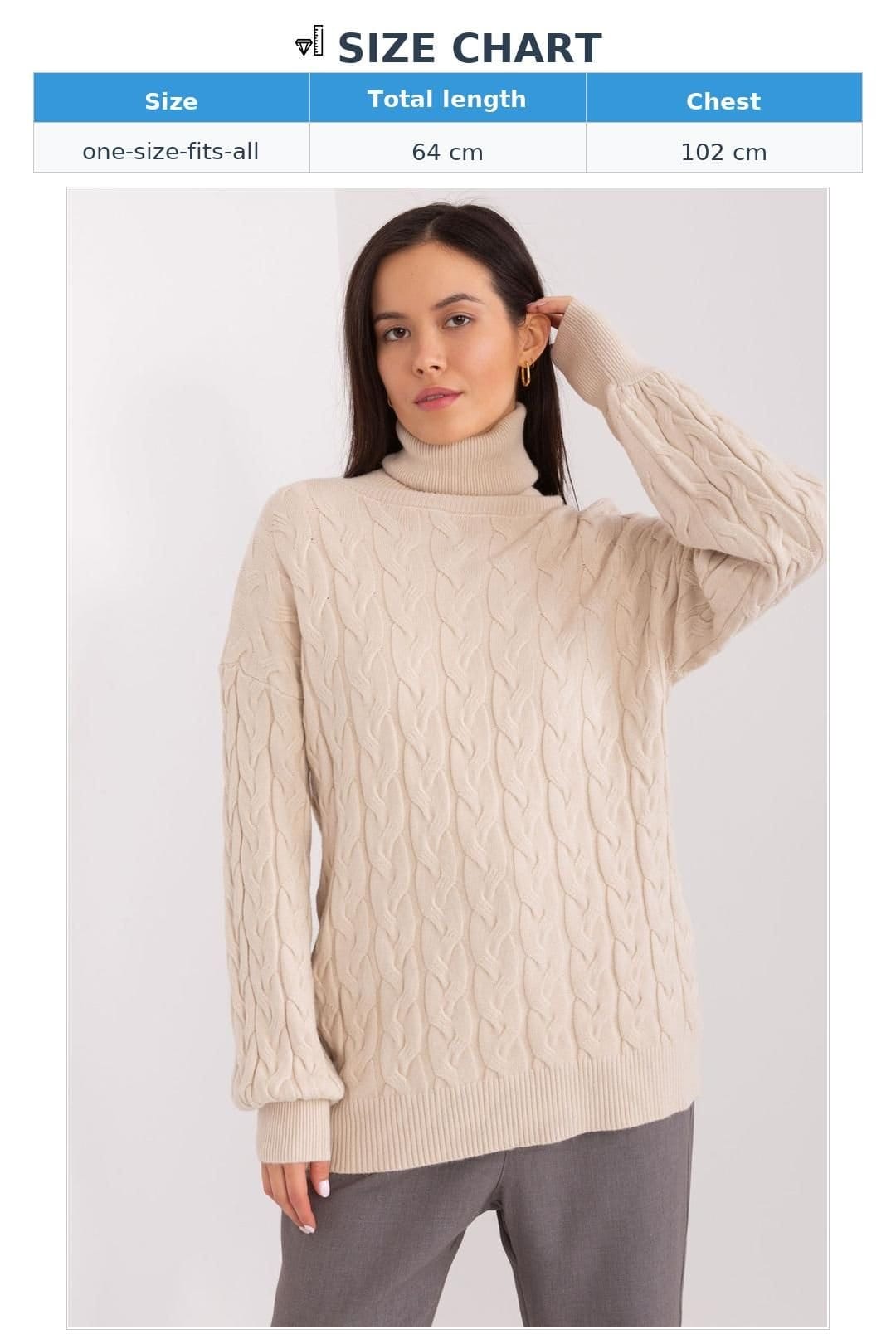 Love Lace Love Lace Women's Plaid Variegated Turtleneck Long Sleeve Sweater in Beige - 4