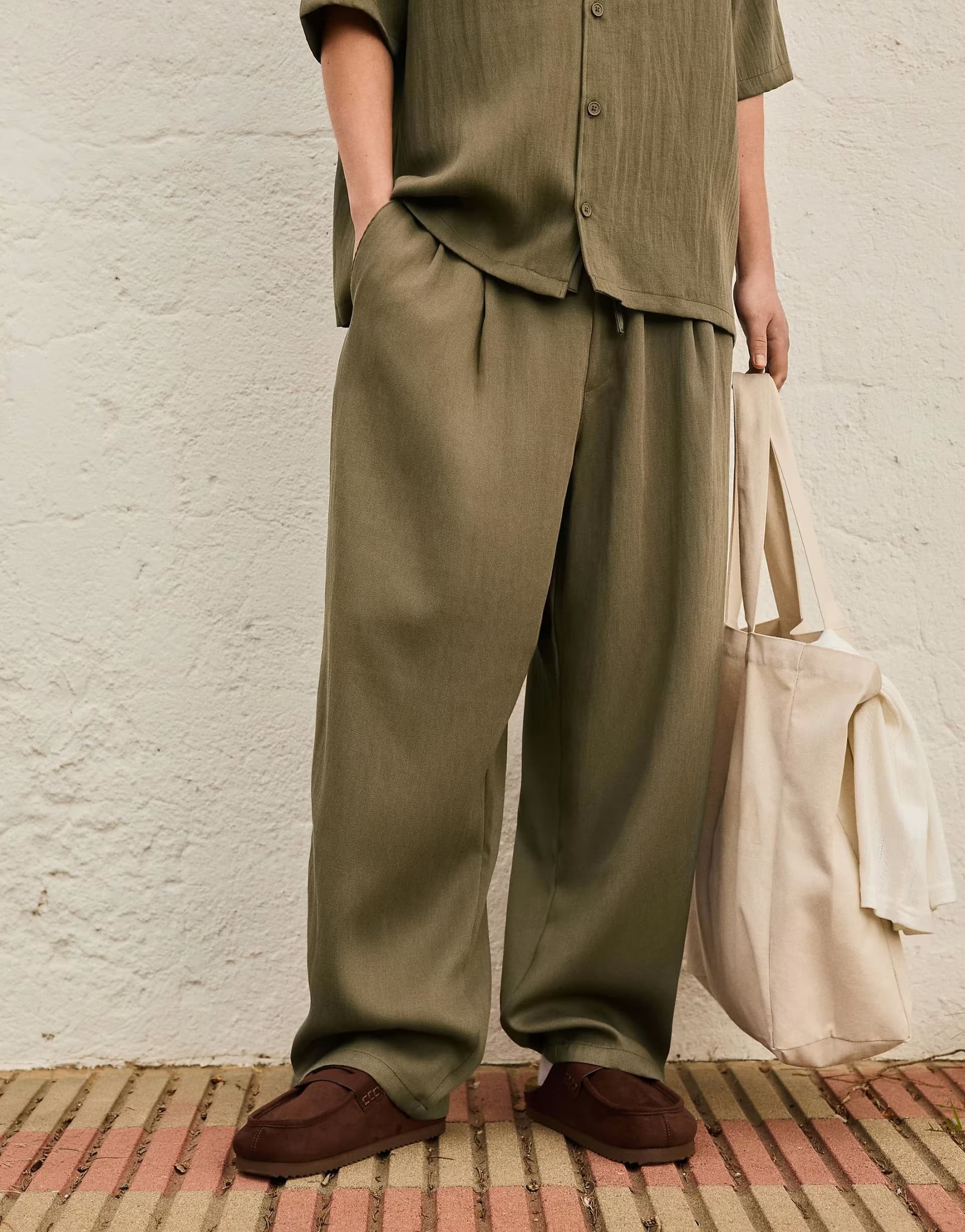 ASOS ASOS Khaki Rustic Baggy Trousers