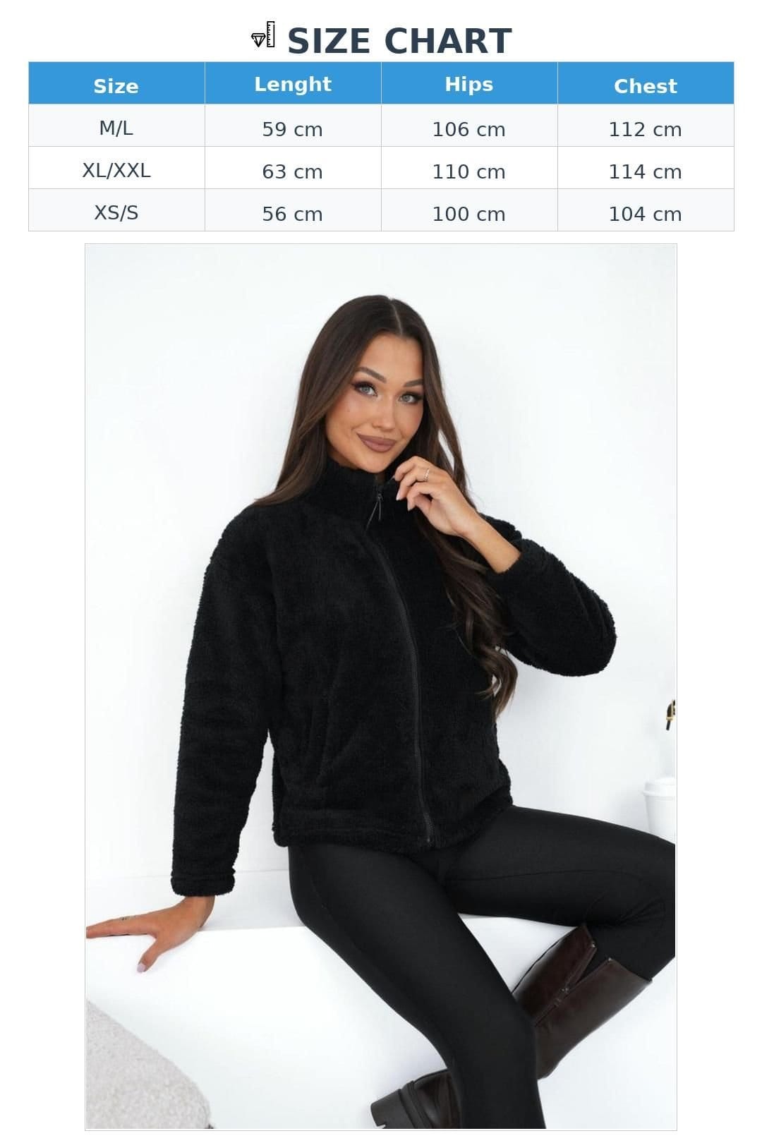Love Lace Love Lace Women's Teddy Bear Zip Up Stand Collar Sweatshirt in Black - 4