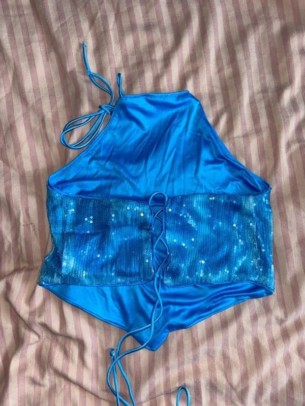 Bershka Blue sequin halter top