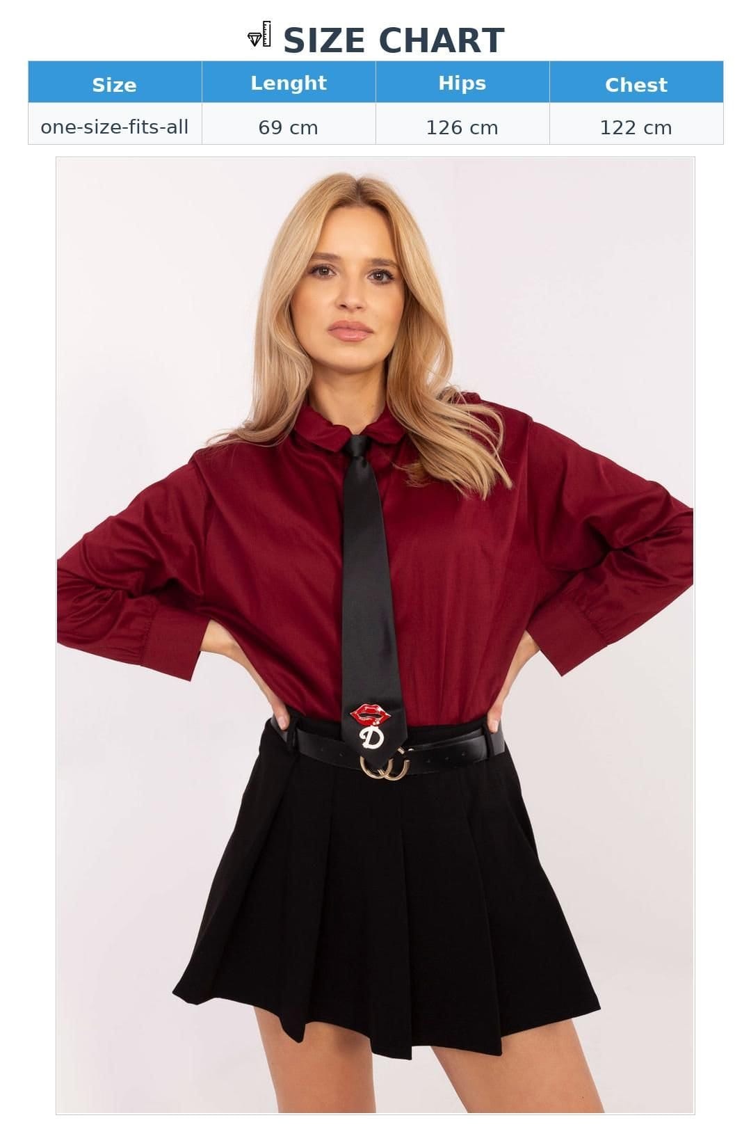 Love Lace Love Lace Women's Casual Long Sleeve Shirt Removable Tie Brooch in Red - 4