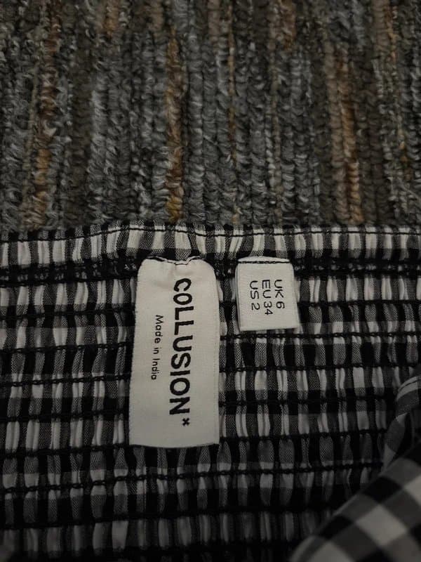 Collusion black and white checkered halter dress size 6