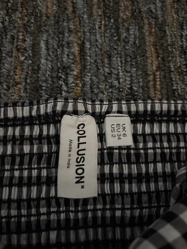 Collusion Black and White Checkered Halter Dress Size 6