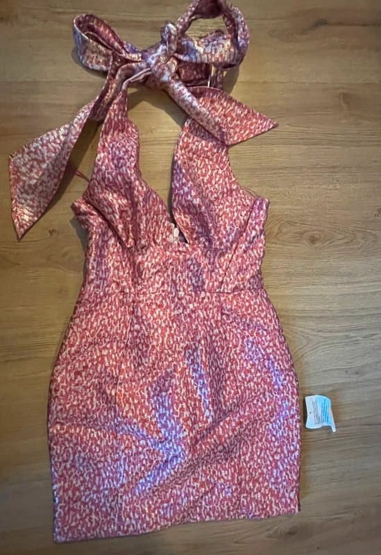 ASOS ASOS Luxe Tie Up Halter Neck Backless Mini Dress