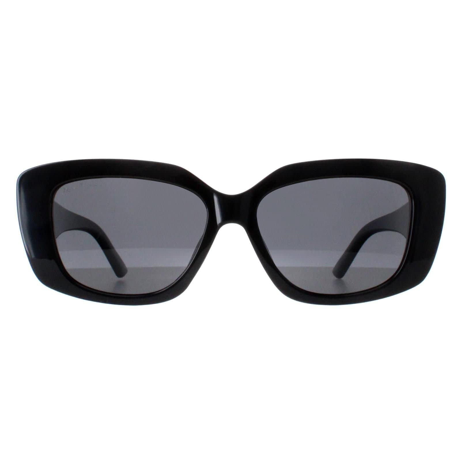 montana Montana Women's Rectangle Shiny Black Polarized Sunglasses