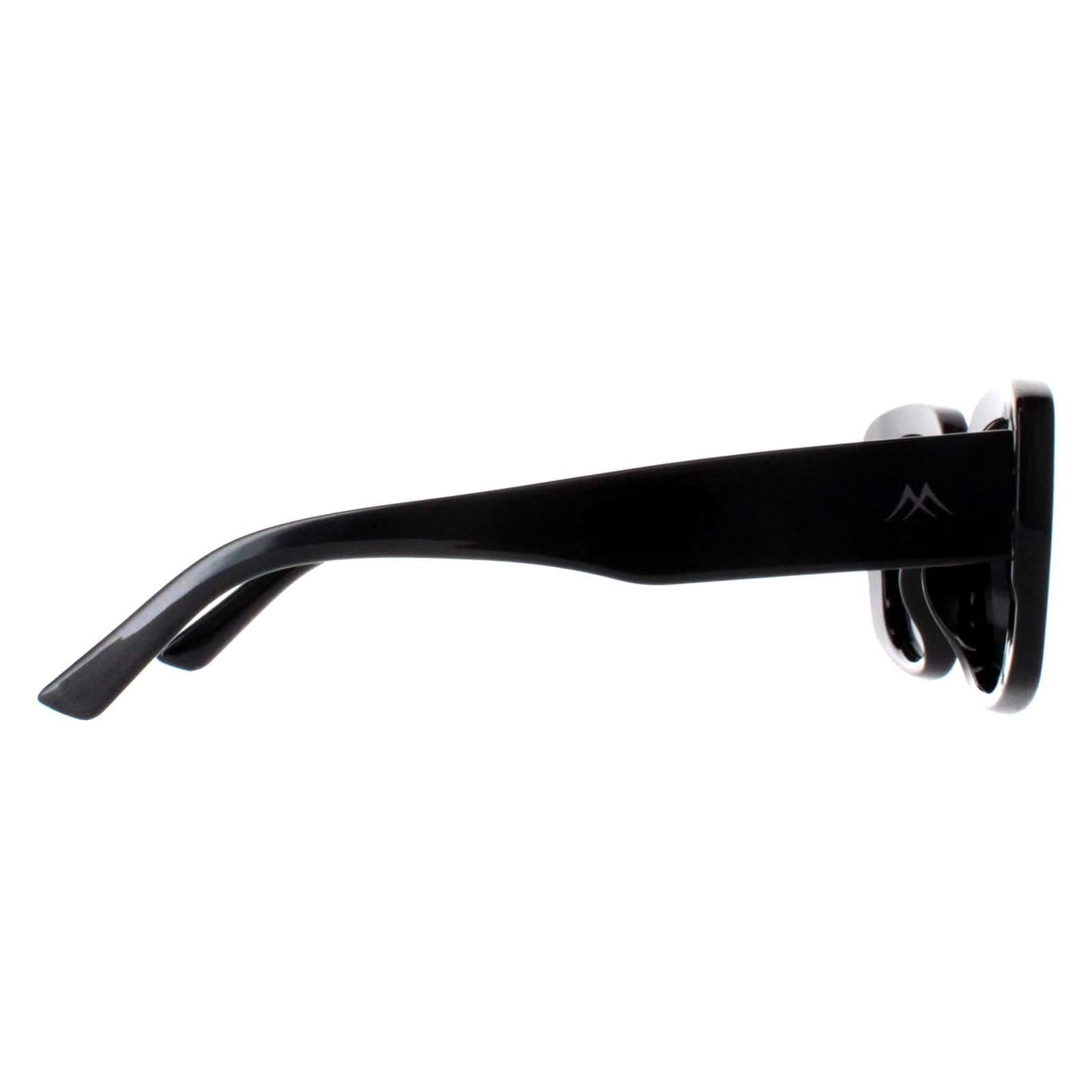 montana montana Women's Rectangle Shiny Black Smoke Polarized MP56 - 4