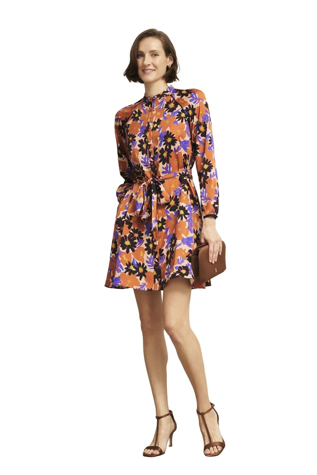 Hobbs London Hobbs London Women's Coworth Floral Belted Mini Dress in Light Brown