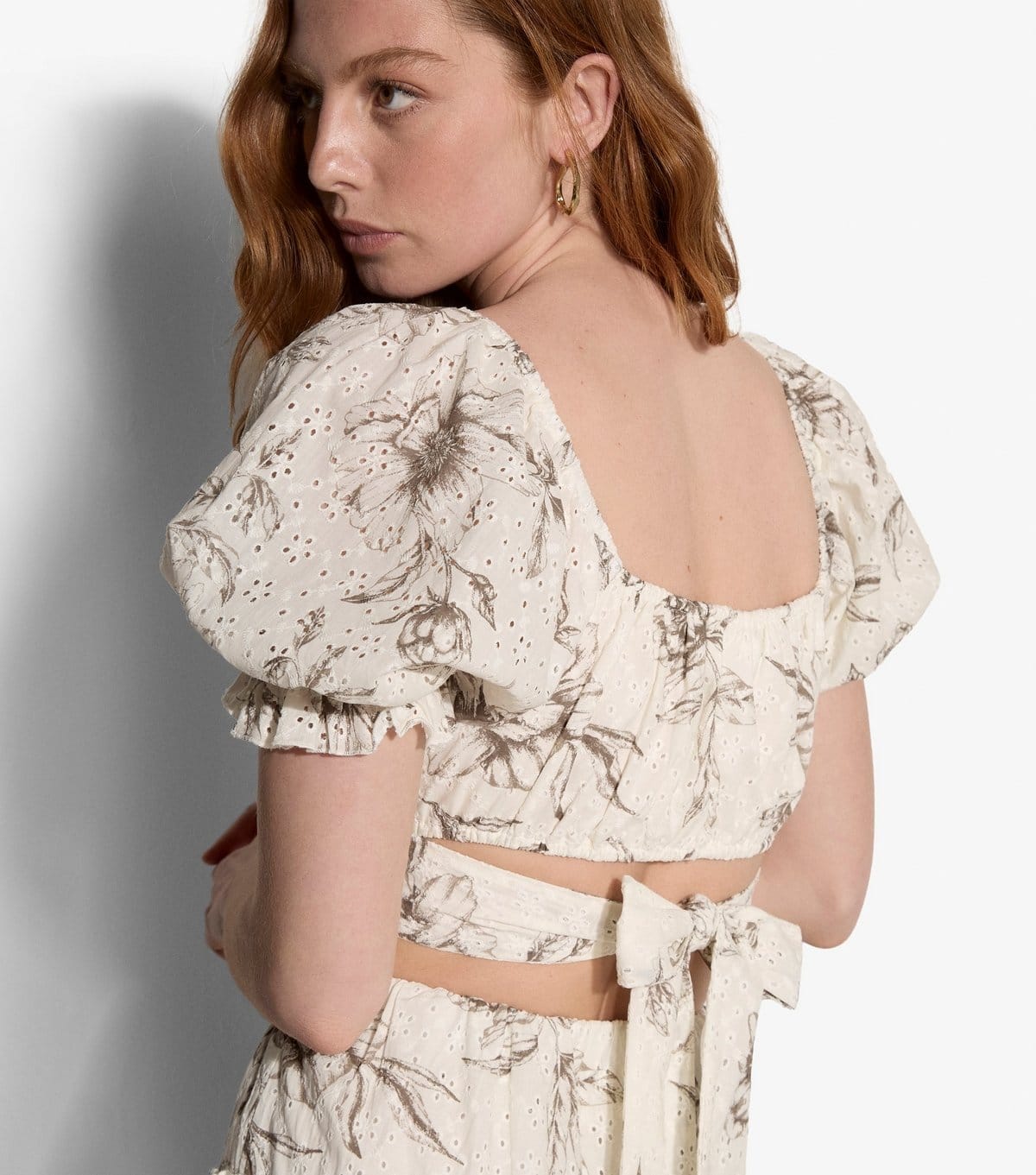 Apricot Stone Cotton Broderie Anglaise Cropped Top