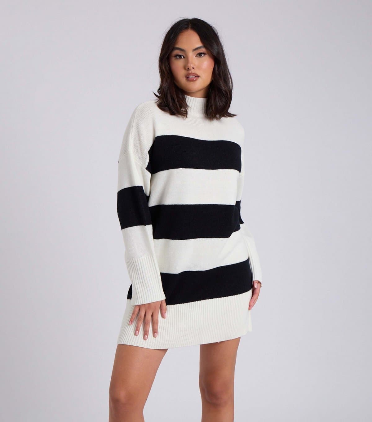 Urban Bliss Women's Cream Striped Knit Mini Dress Urban Bliss New Look