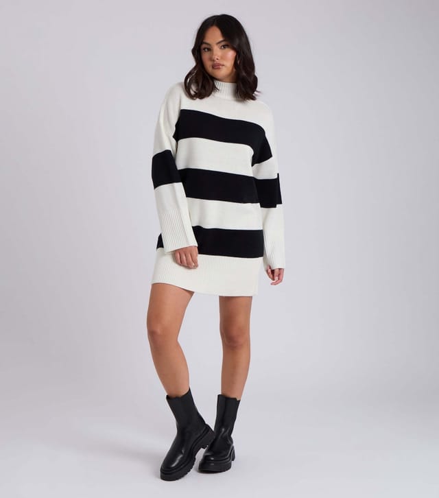 Urban Bliss Women's Cream Striped Knit Mini Dress Urban Bliss New Look - 3