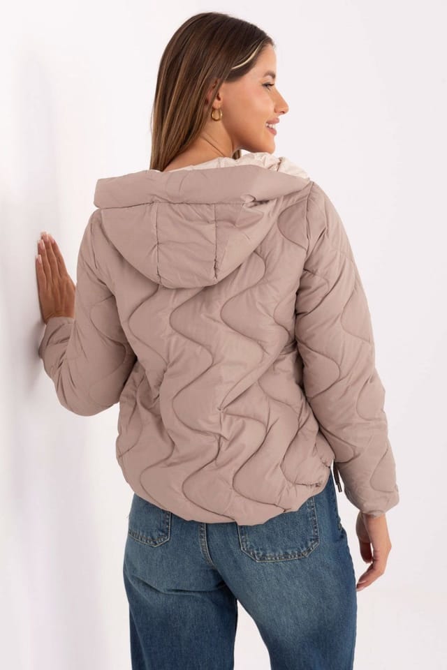 Love Lace Love Lace Women's Transitional Hooded Quilted Insulated Jacket in Taupe - 3