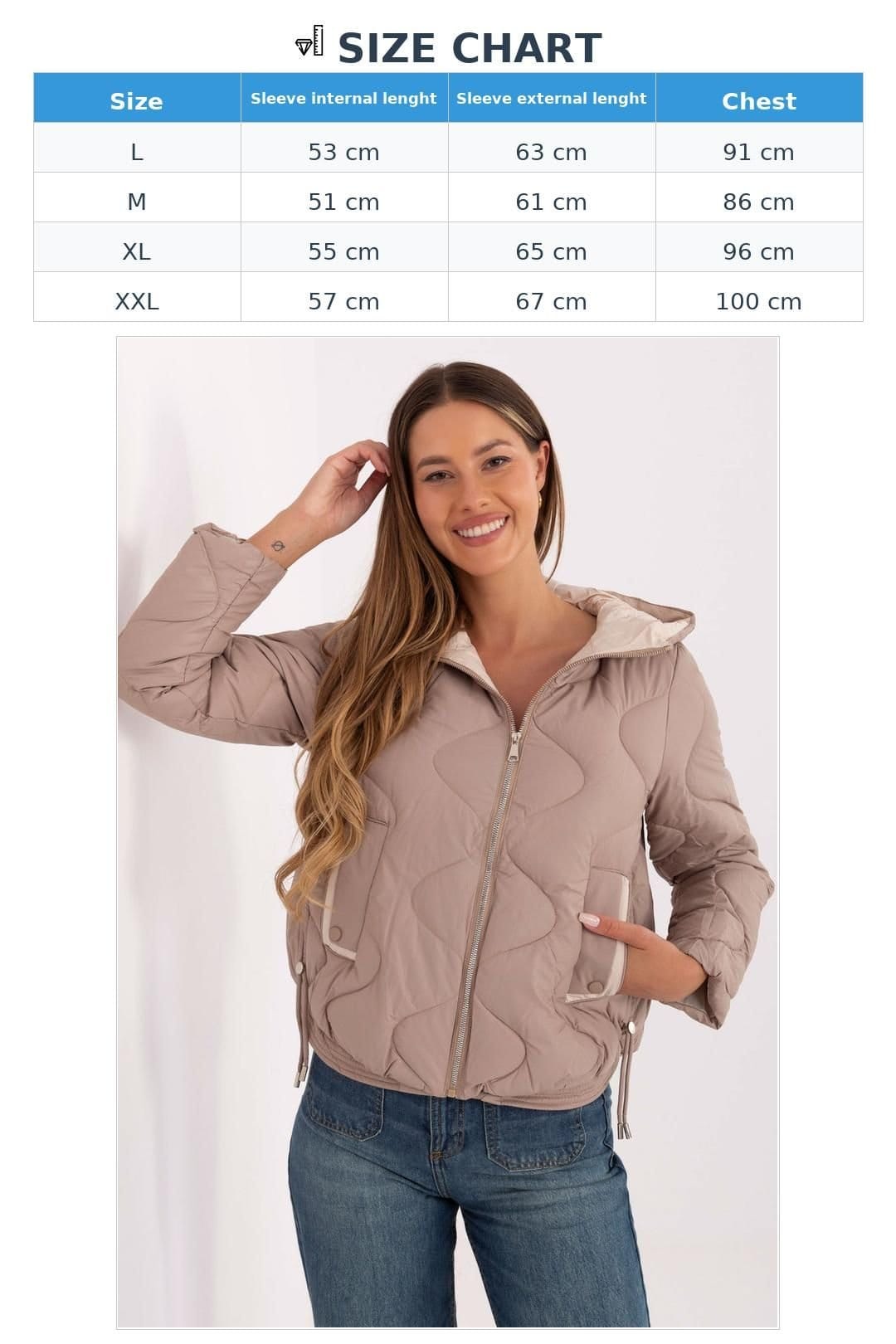 Love Lace Love Lace Women's Transitional Hooded Quilted Insulated Jacket in Taupe - 4