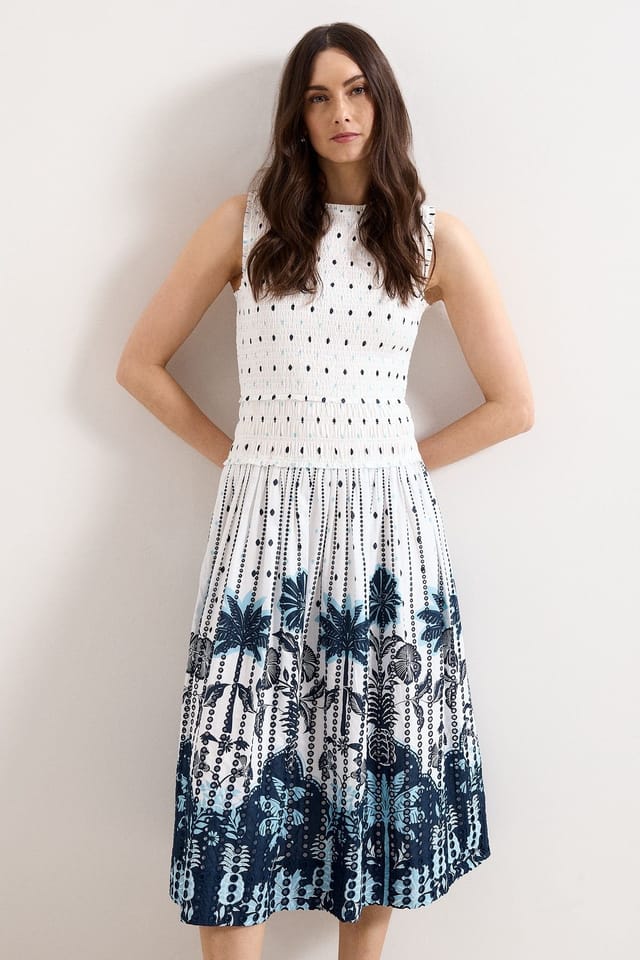 Phase Eight Phase Eight Women's Petite Chiara Fit-Flare Midi Dress in White - 3
