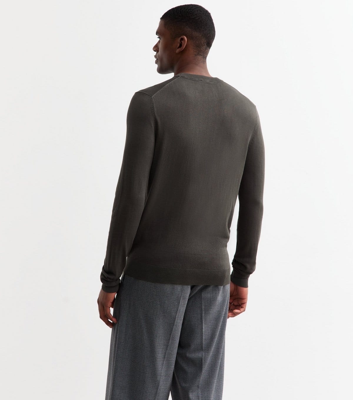 New Look Men's Grey Slim Fine Knit Crew Neck Jumper New Look - 4