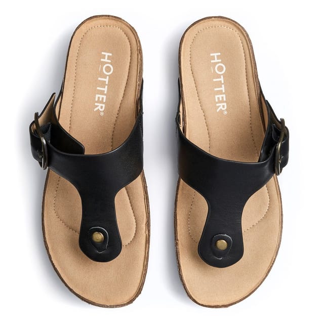 Hotter Hotter Women's 'Resort' Toe-Post Sandals in Black - 3