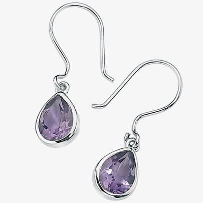 T.H.Baker T.H.Baker Purple Amethyst Tear Drop Earrings