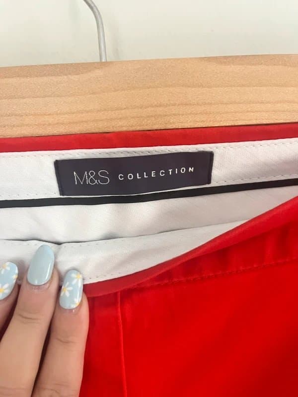 Marks & Spencer M&S Marks & Spencer Red Coral Cropped 3/4 Length Jean Shorts Size 16