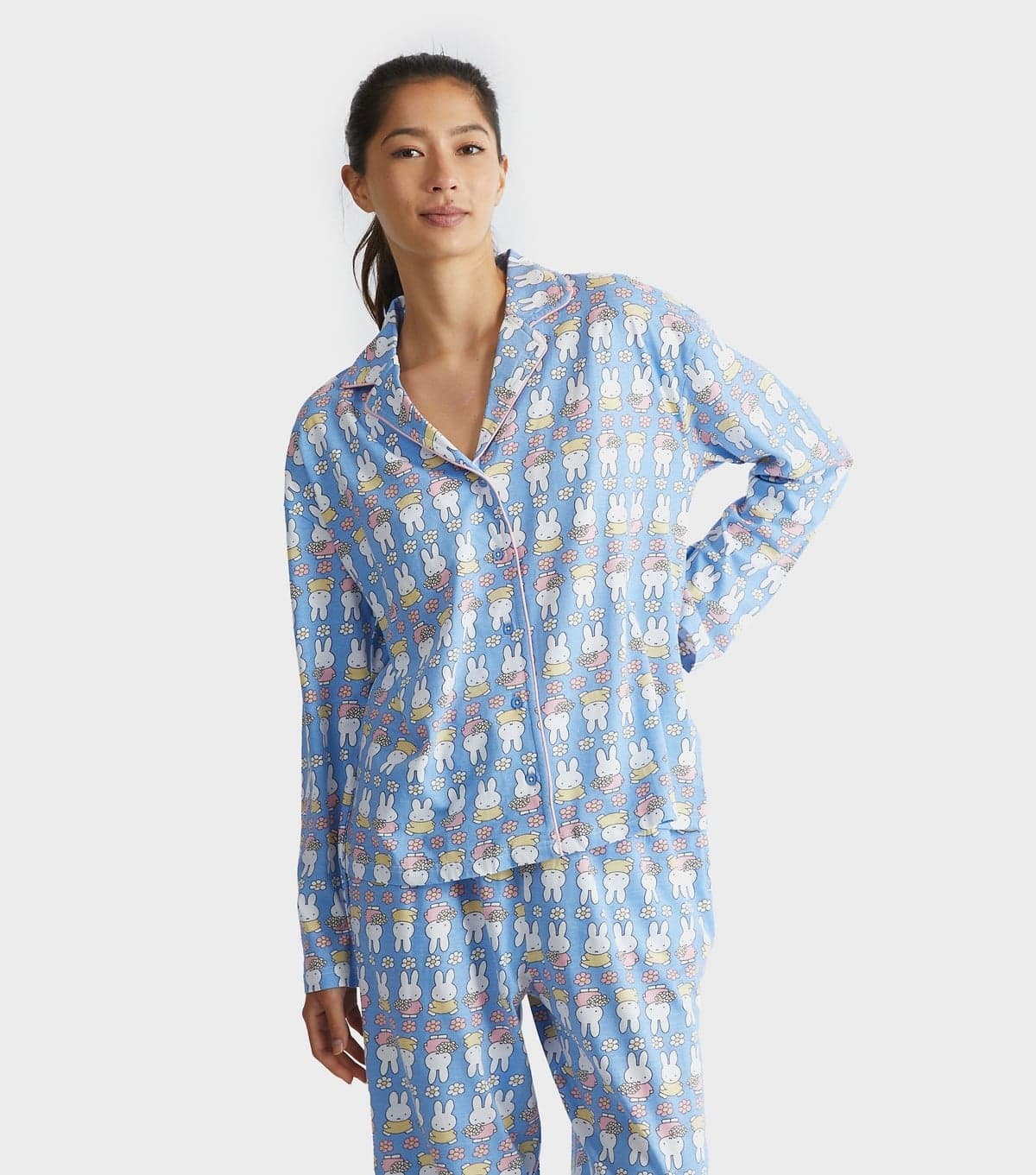 Skinnydip Women's Blue Miffy Flower Print Shirt and Trousers Pyjama Set Skinnydip New Look