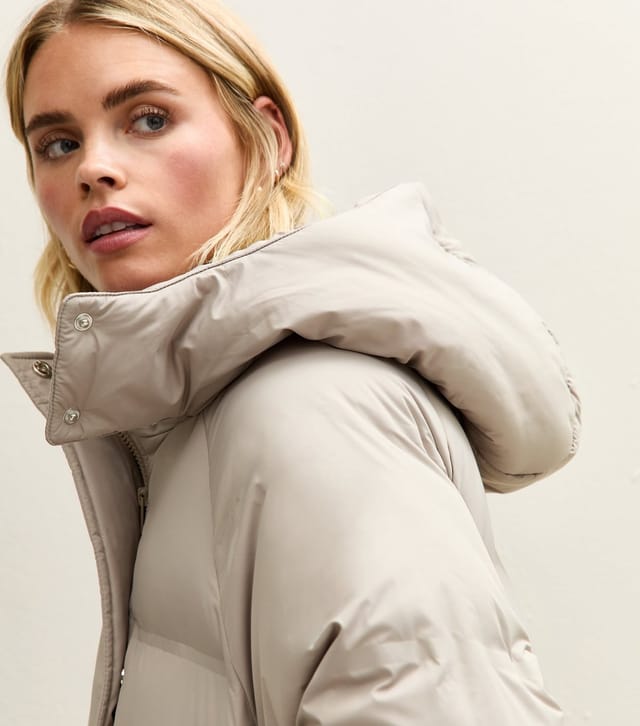 New Look Women's Petite Mink Longline Hooded Puffer Coat New Look - 2