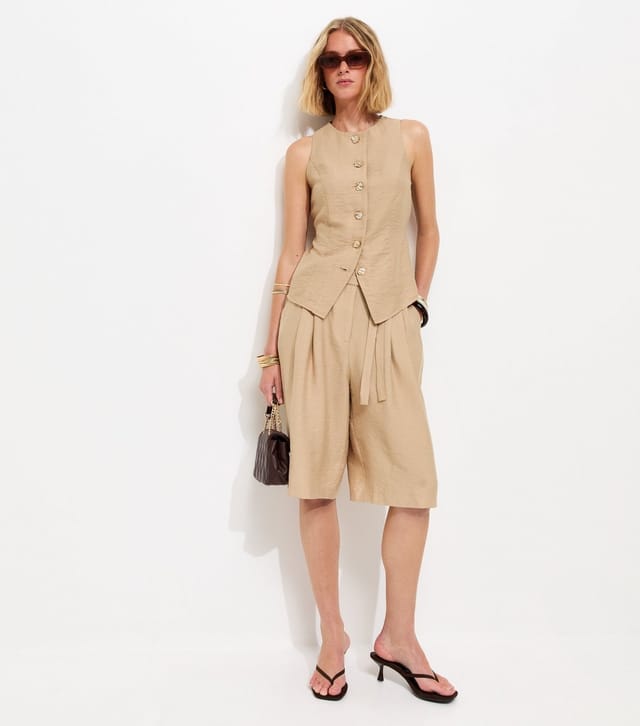 New Look Women's Camel Tie Waist Shorts New Look - 2