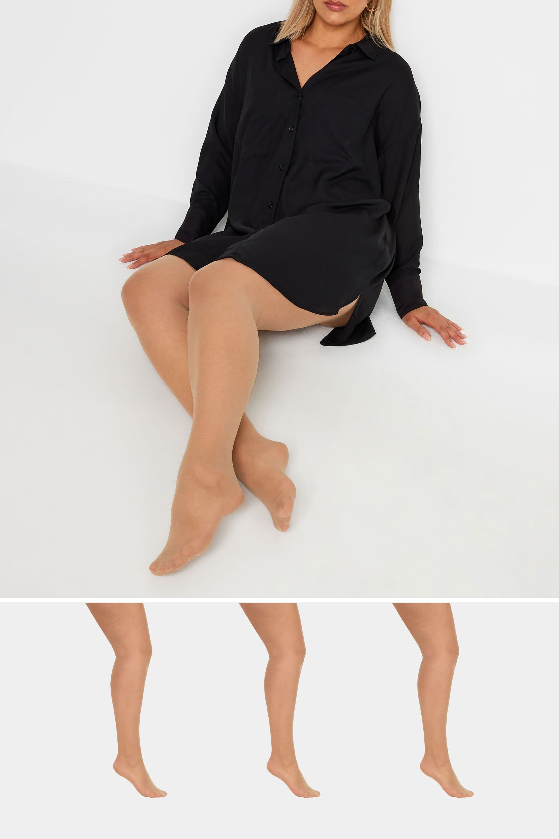 Yours 3 Pack Curve Natural 15 Denier Ladder Resist Tights