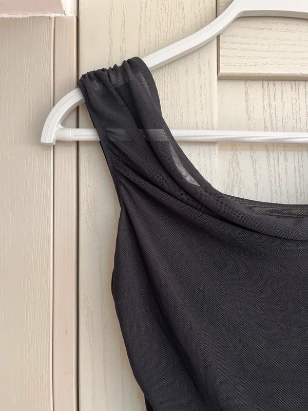 ASOS ASOS Black Sheer Ruched Stretchy Top Size M - 1