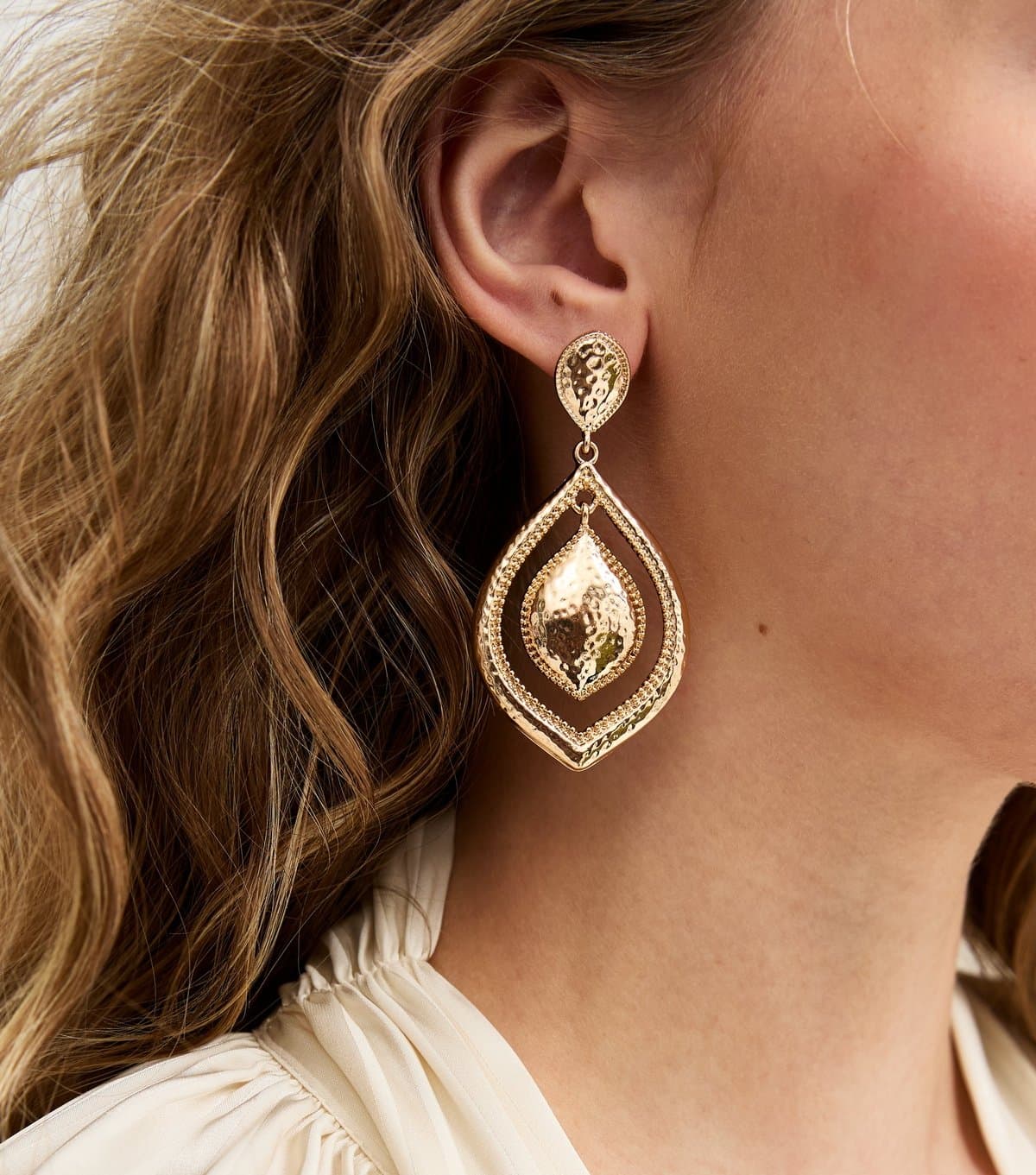 New Look New Look Gold Tone Oval Drop Earrings