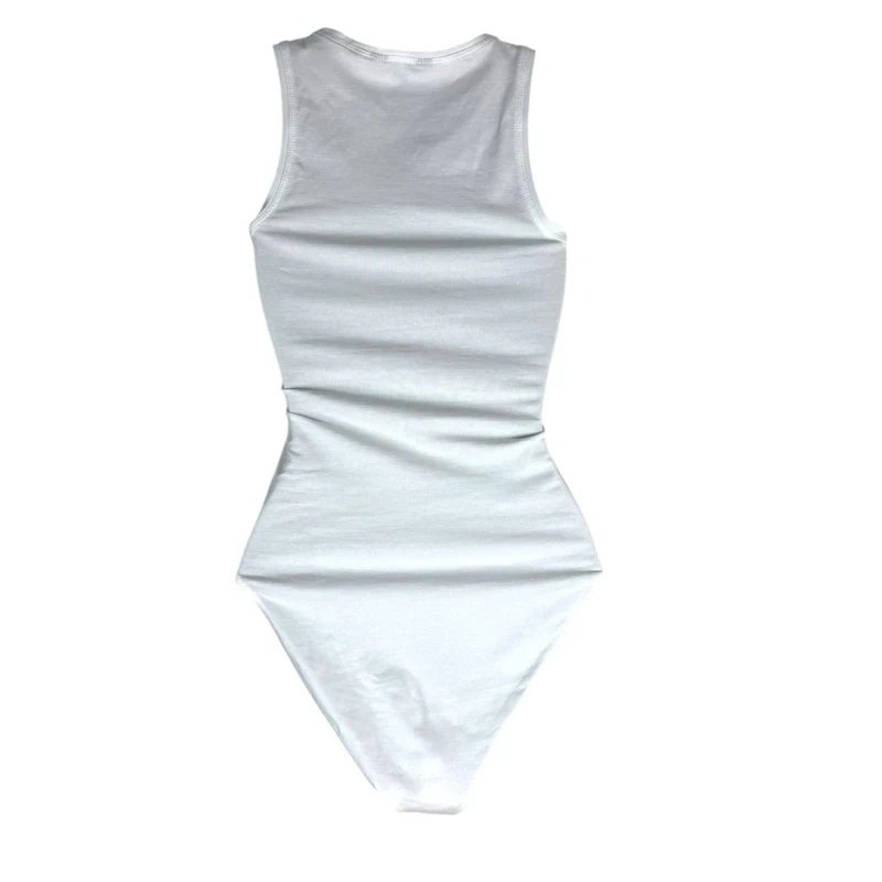 New Look New Look Bodysuit Women's UK Size 6 White Jersey Sleeveless Round Neck Snap - 1