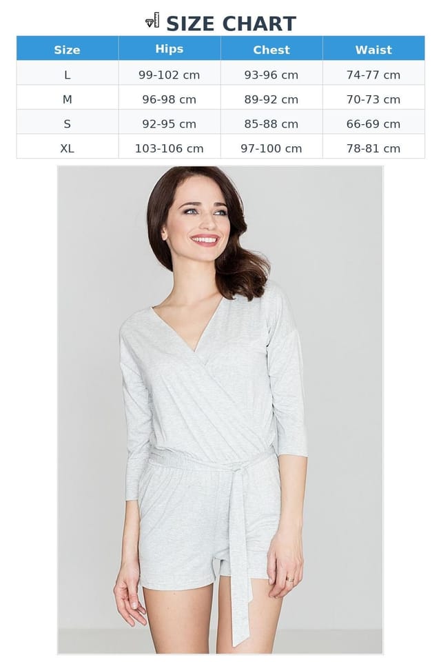 Love Lace Love Lace Women's Knit Overall Romper with Deep V & Belt in Grey - 3
