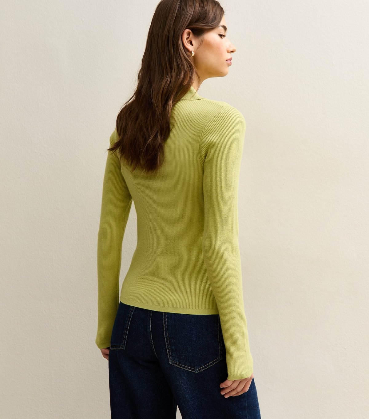 New Look Women's Green Button Front Ribbed Polo Top New Look - 4