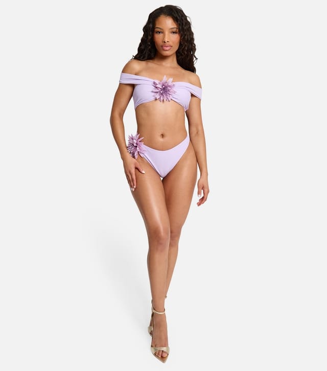 Public Desire Women's Light Purple Flower Detail Bikini Bottoms Public Desire New Look - 3