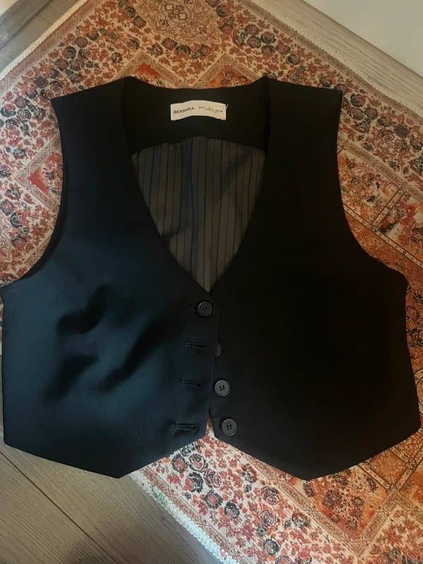 Bershka Bershka Black Tailored Waistcoat Vest Top