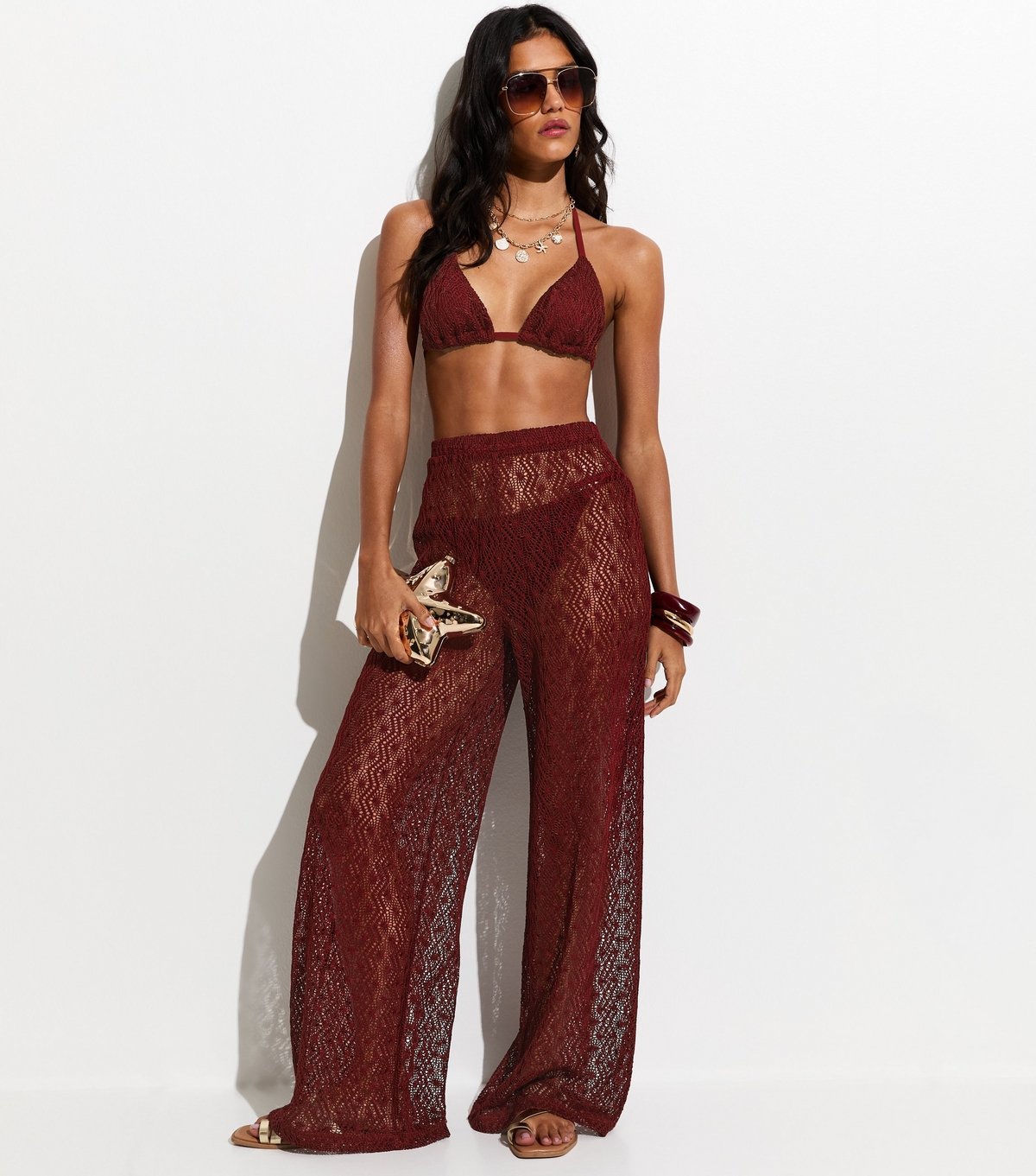 New Look Women's Rust Crochet Beach Trousers New Look - 3