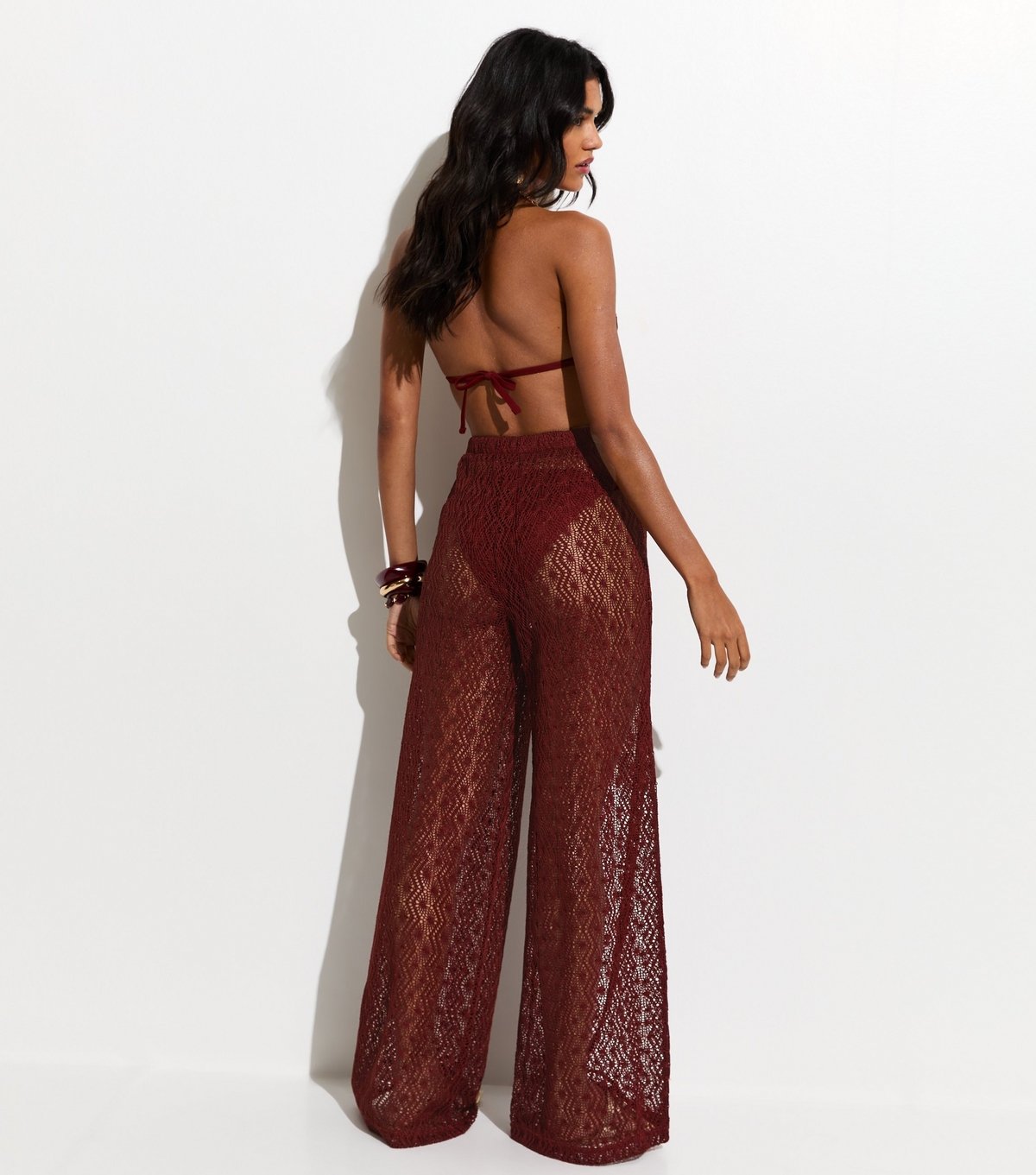 New Look Women's Rust Crochet Beach Trousers New Look - 4