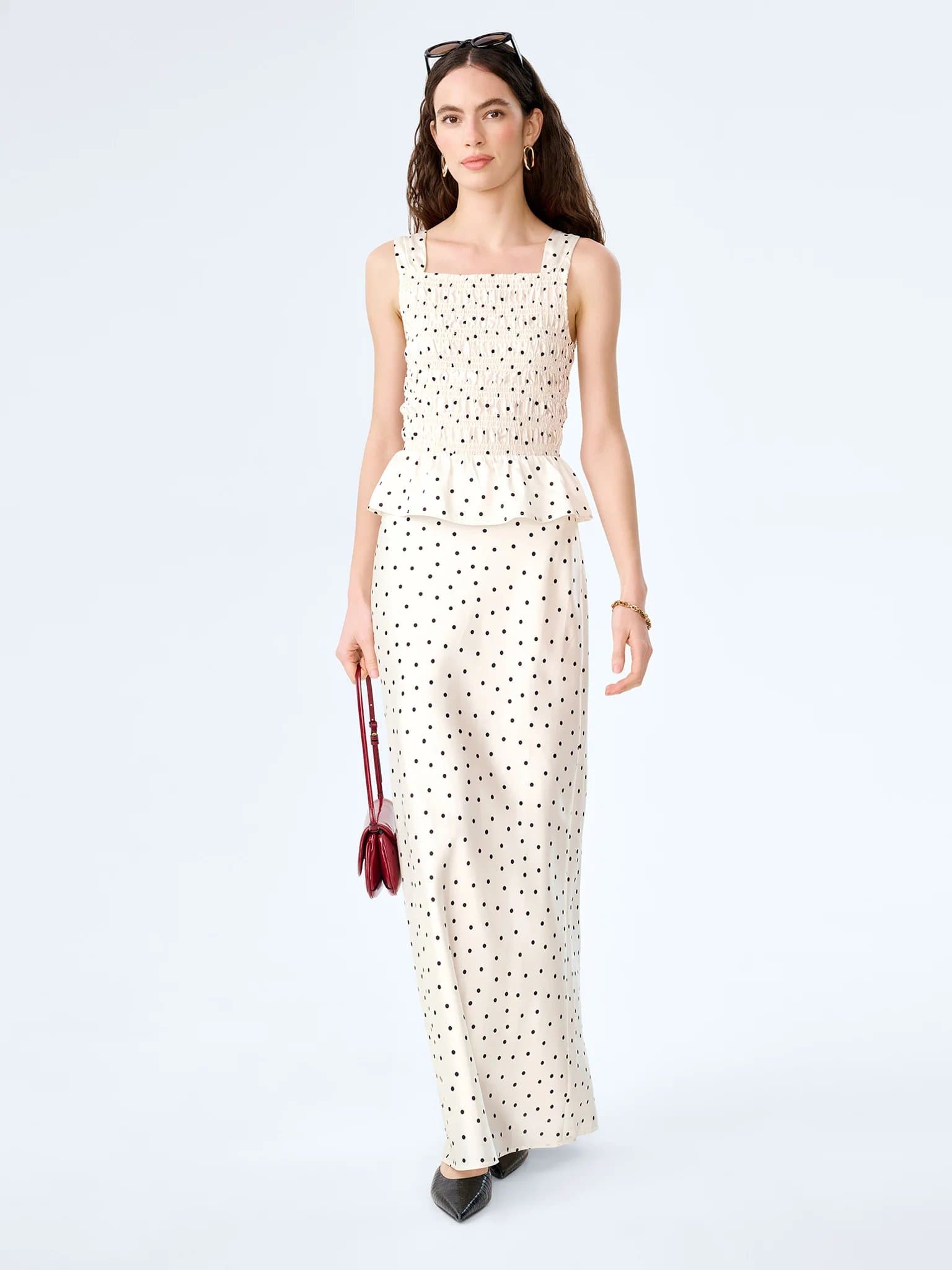 OMNES Monty Skirt in White Polka Dot